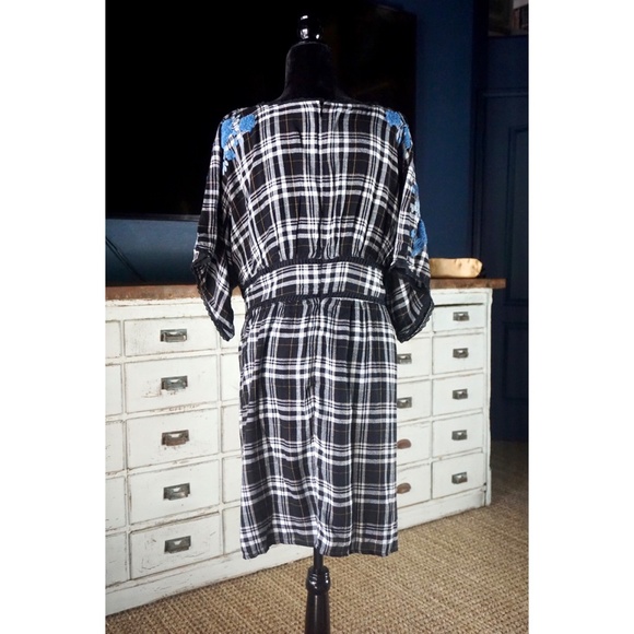 Anthropologie Sarah Plaid Embroidered Dress New - Picture 7 of 13